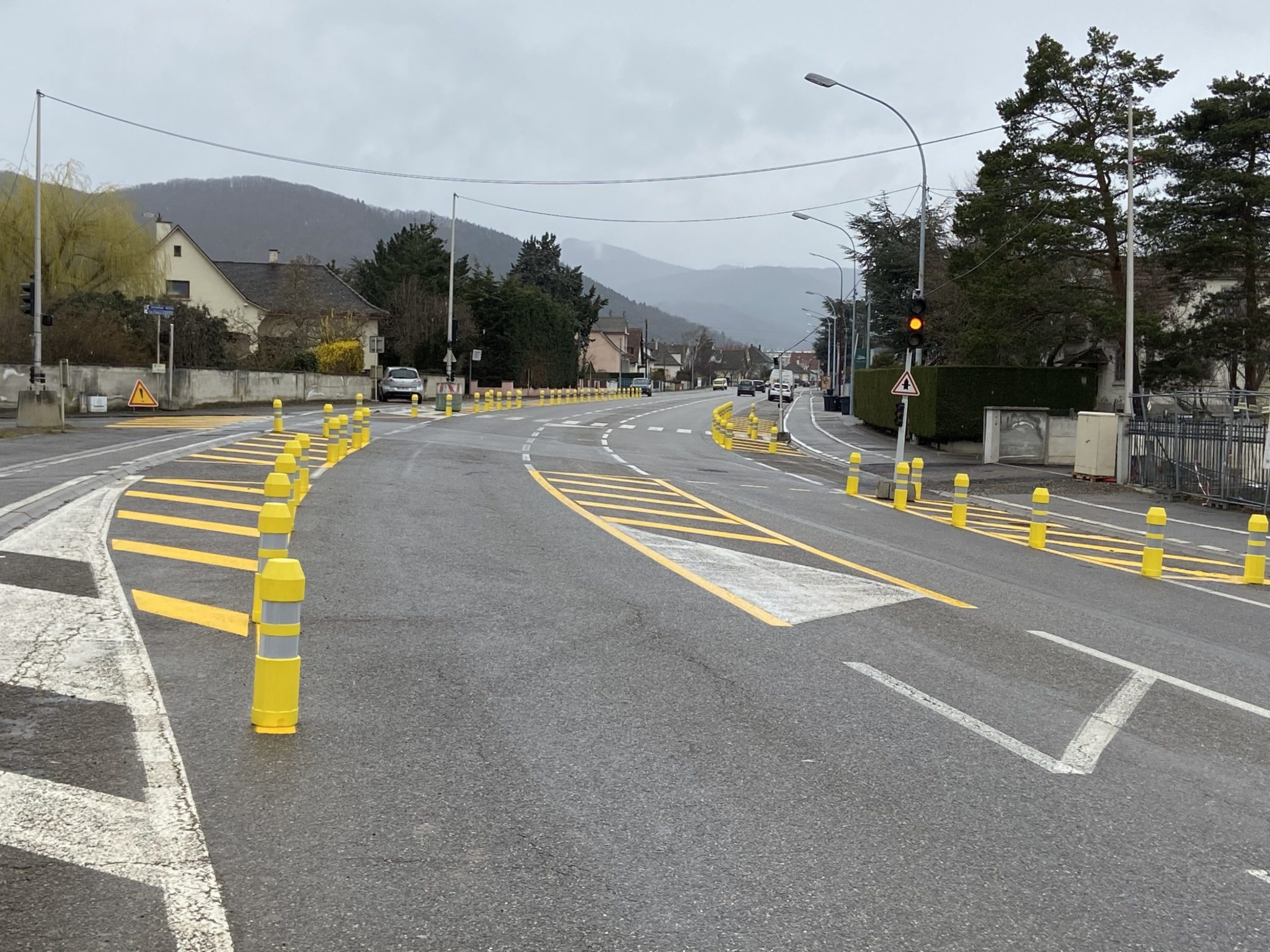 Route de Colmar : installation de feux tricolores