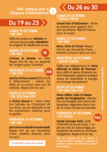 Programme des vacances d'automne 2026 pour les 11-17 ans à l'Espace d'Animations Arthuss - Verso
